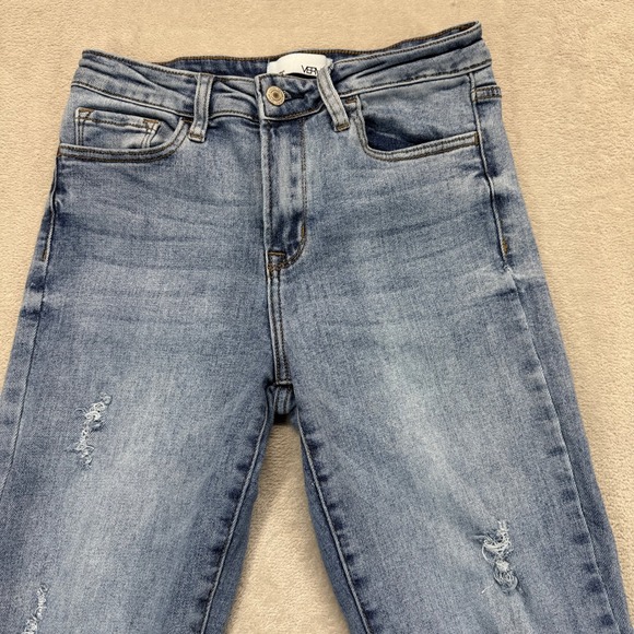 VERVE Los Angeles Jeans Women's 27 Raw Hem Straight Ankle Distressed Blue Denim - Picture 3 of 15